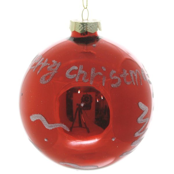 Χριστουγεννιάτικη Γυάλινη Κόκκινη Μπάλα "Merry Christmas" (10cm)